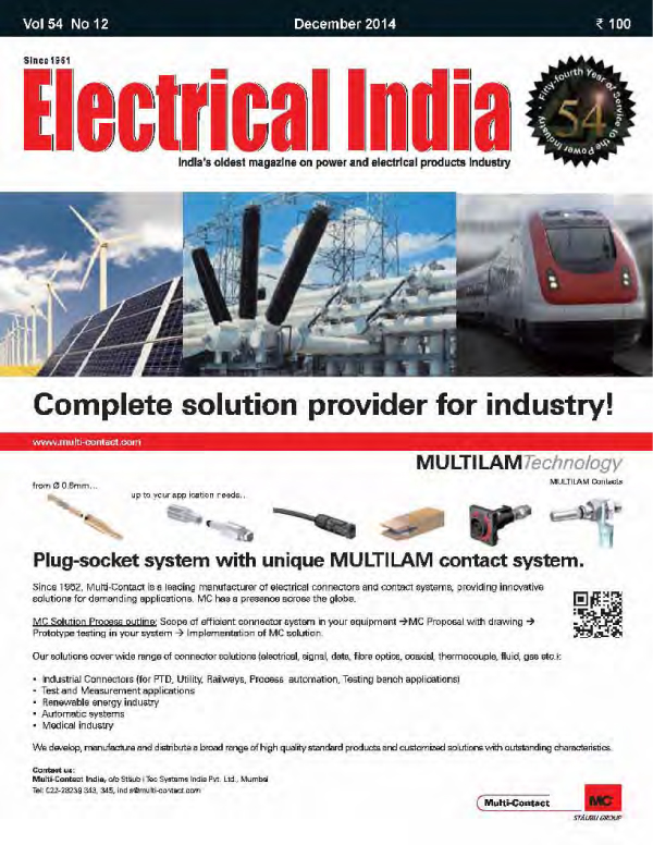 online news, blogs, news articles, Case Studies, Industry Articles, Article Publications, Journal | energy & power industry | Electrical India December 2014 - Electrical India Magazine on Power & Electrical products, Renewable Energy, Transformers, Switchgear & Cables