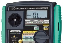 Kyoritsu’s 6201 portable appliance tester