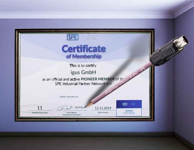 Advancing developments: igus honoured as SPE Network Pioneer Member