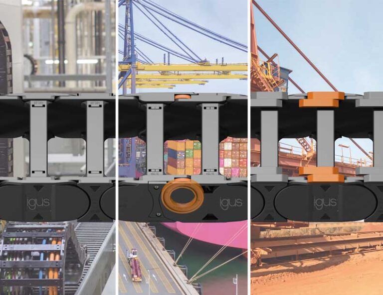 Gliding, rolling, saving: igus expands E4.1 energy chain modular system for long travels