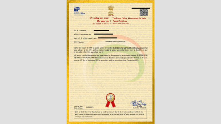 Servotech Receives Patent for Breakthrough Peak Shaving Technology